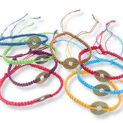 Handmade Friendship Bracelets - Lucky Friends Feng Shui Coin (asst)