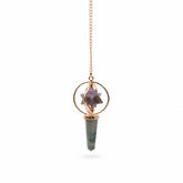 Cosmic Navigator- Two Piece Spinning Merkaba Star in Copper Pendulum - Amethyst & Labradorite