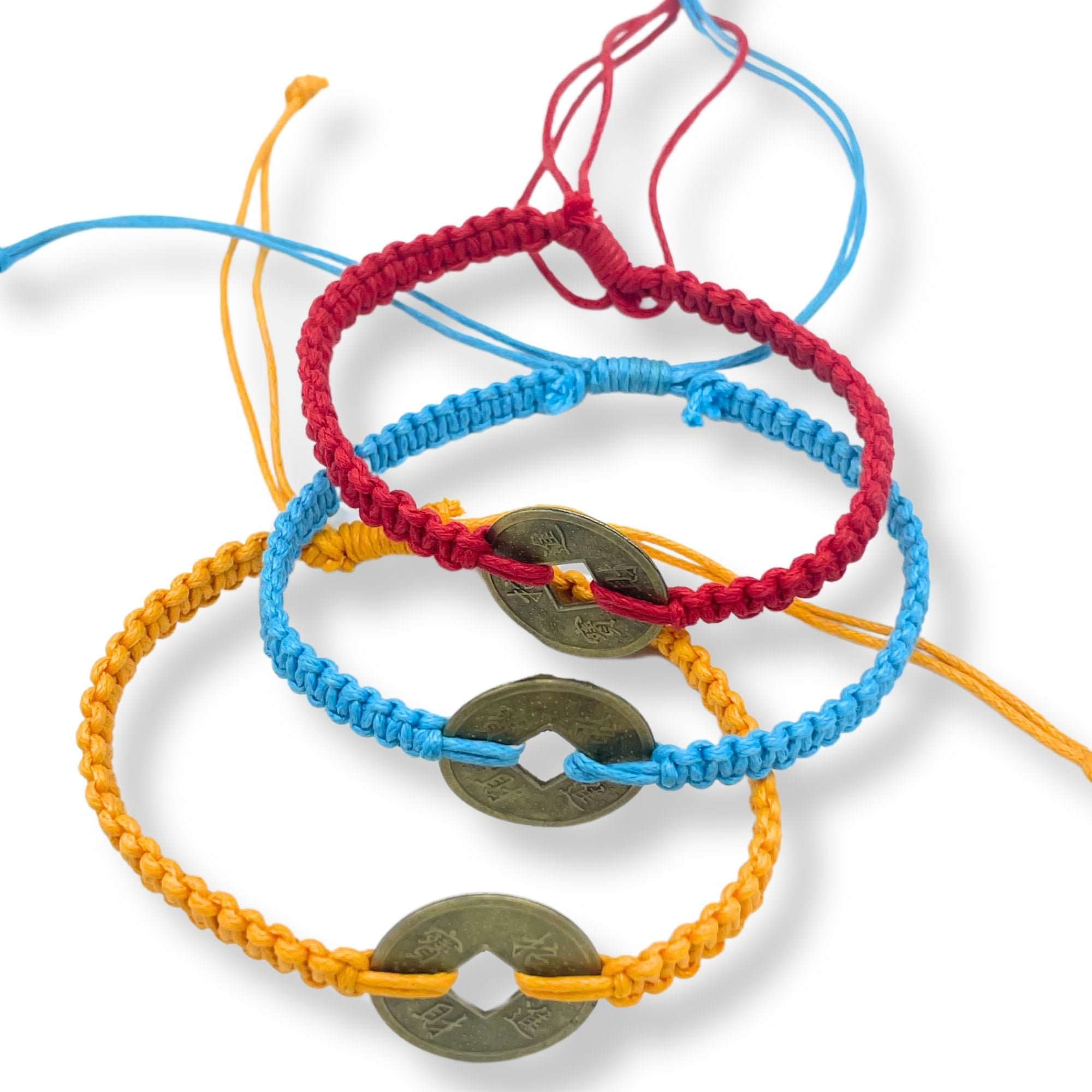 Handmade Friendship Bracelets - Lucky Friends Feng Shui Coin (asst)